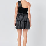 One-Shoulder Satin Mini Dress