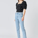 Premium Sequins Floral Embroidery Top