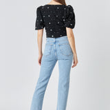 Premium Sequins Floral Embroidery Top