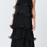Pleated Tiered Long Dress