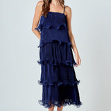Pleated Tiered Long Dress