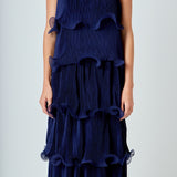 Pleated Tiered Long Dress