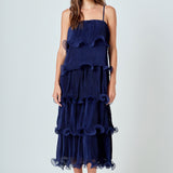 Pleated Tiered Long Dress