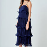 Pleated Tiered Long Dress