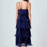 Pleated Tiered Long Dress