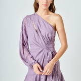 One Shoulder Chiffon Mini Dress