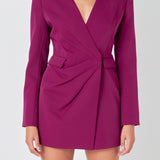 Drapped V-neckline Blazer Romper