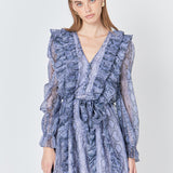 Button Down Long Sleeve Ruffled Mini Dress