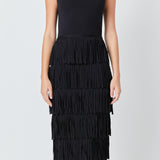 Knit Fringe Long Dress
