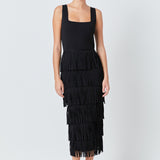 Knit Fringe Long Dress