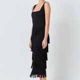 Knit Fringe Long Dress