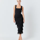 Knit Fringe Long Dress