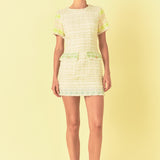 Color Block Tweed Mini Dress