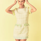 Color Block Tweed Mini Dress