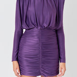 Fluid Shoulder Pad Mini Dress