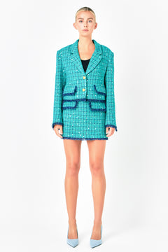 Premium Cropped Sequin Tweed Jacket