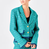Premium Cropped Sequin Tweed Jacket