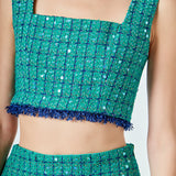 Premium Cropped Tweed Tank Top