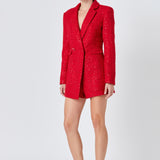 Premium Sequin Tweed Blazer Romper