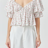 Floral Print Satin Top