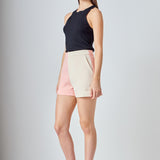 Colorblock Shorts with Folded Hem