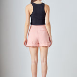 Colorblock Shorts with Folded Hem