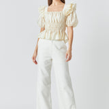 Smocked Puff Sleeve Top