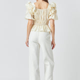 Smocked Puff Sleeve Top