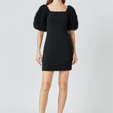 Puff Sleeve Mini Dress