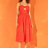 Cut out Elastic Strap with Midi Dress