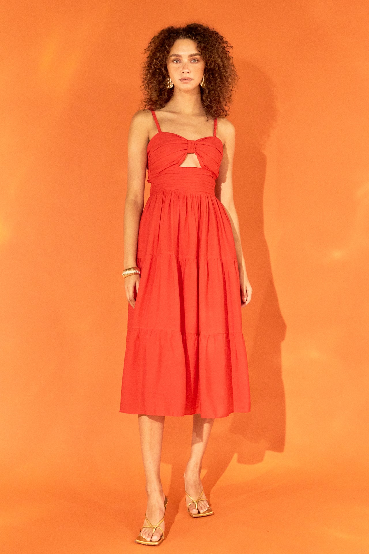 midi dress with elastic waist Green Floral Cutout Midi Dress - All Dresses
