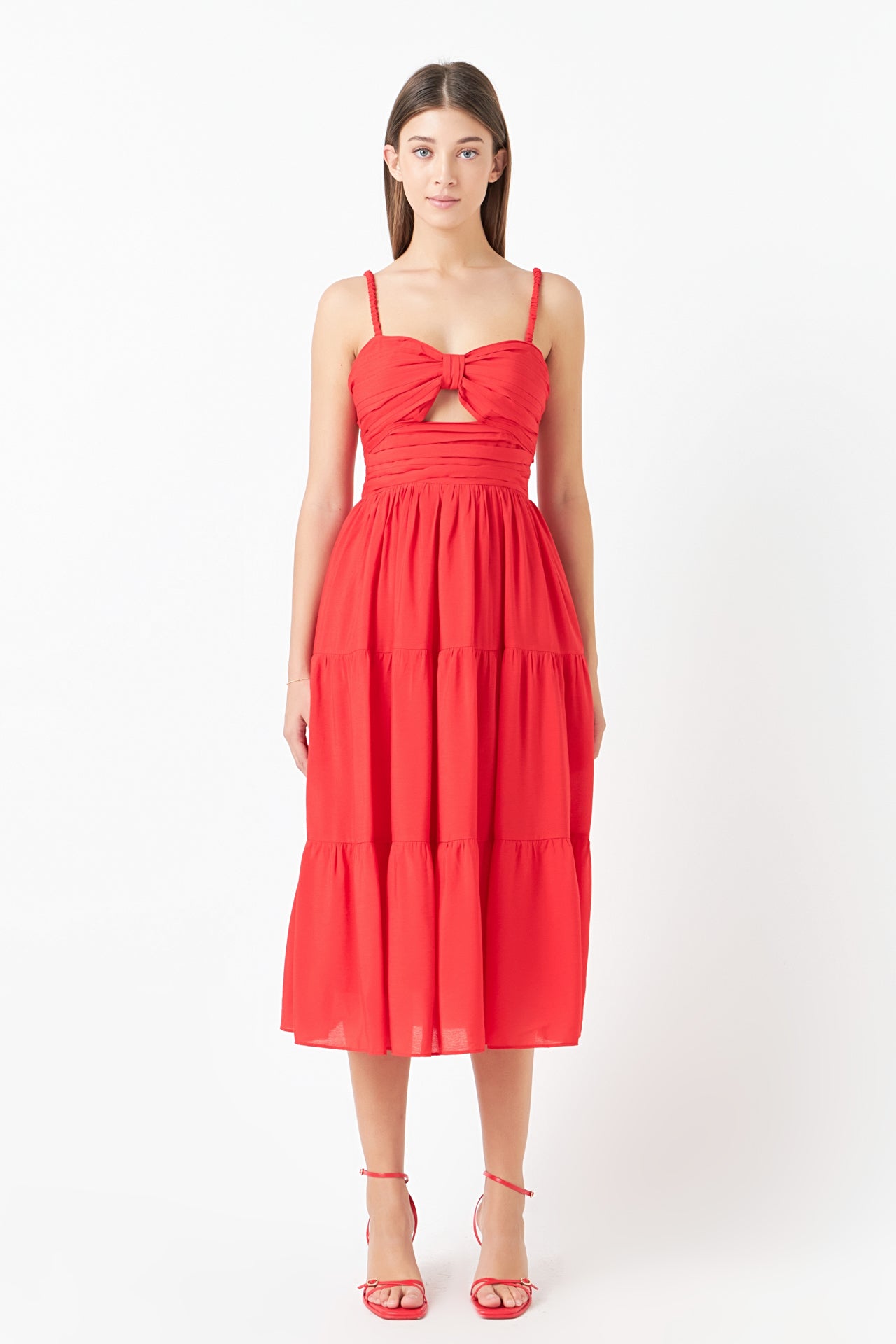 Cut out Elastic Strap with Midi Dress