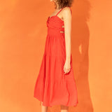 Cut out Elastic Strap with Midi Dress