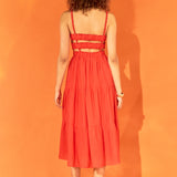 Cut out Elastic Strap with Midi Dress