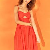 Cut out Elastic Strap with Midi Dress