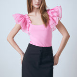 Organza Ruffle with Knit Top