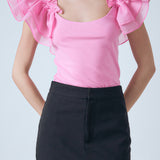 Organza Ruffle with Knit Top