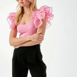 Organza Ruffle with Knit Top