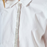 Sequin Placket Button-Up Shirt