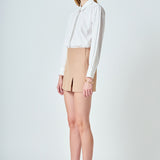 Sequin Placket Button-Up Shirt