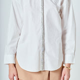 Sequin Placket Button-Up Shirt