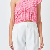 Ruffled One-shoulder Top