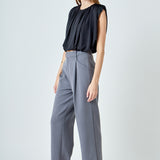 Shirred Shoulder Cropped Top