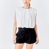Shirred Shoulder Cropped Top