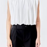 Shirred Shoulder Cropped Top