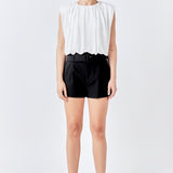 Shirred Shoulder Cropped Top
