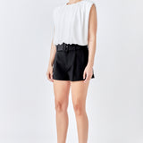 Shirred Shoulder Cropped Top