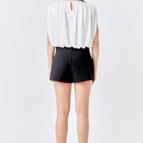 Shirred Shoulder Cropped Top
