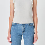 Pearl Detail Knit Tank Top