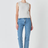 Pearl Detail Knit Tank Top